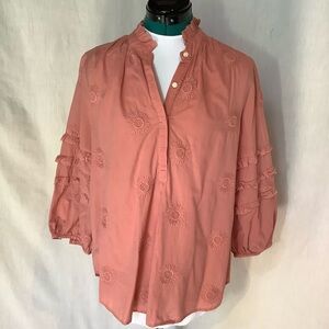Anthropology Isabella Sinclair Blouse in Dusty Rose